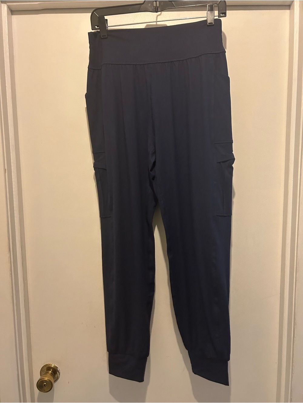 High-Waist Navy Cargo Jogger Pants for Women